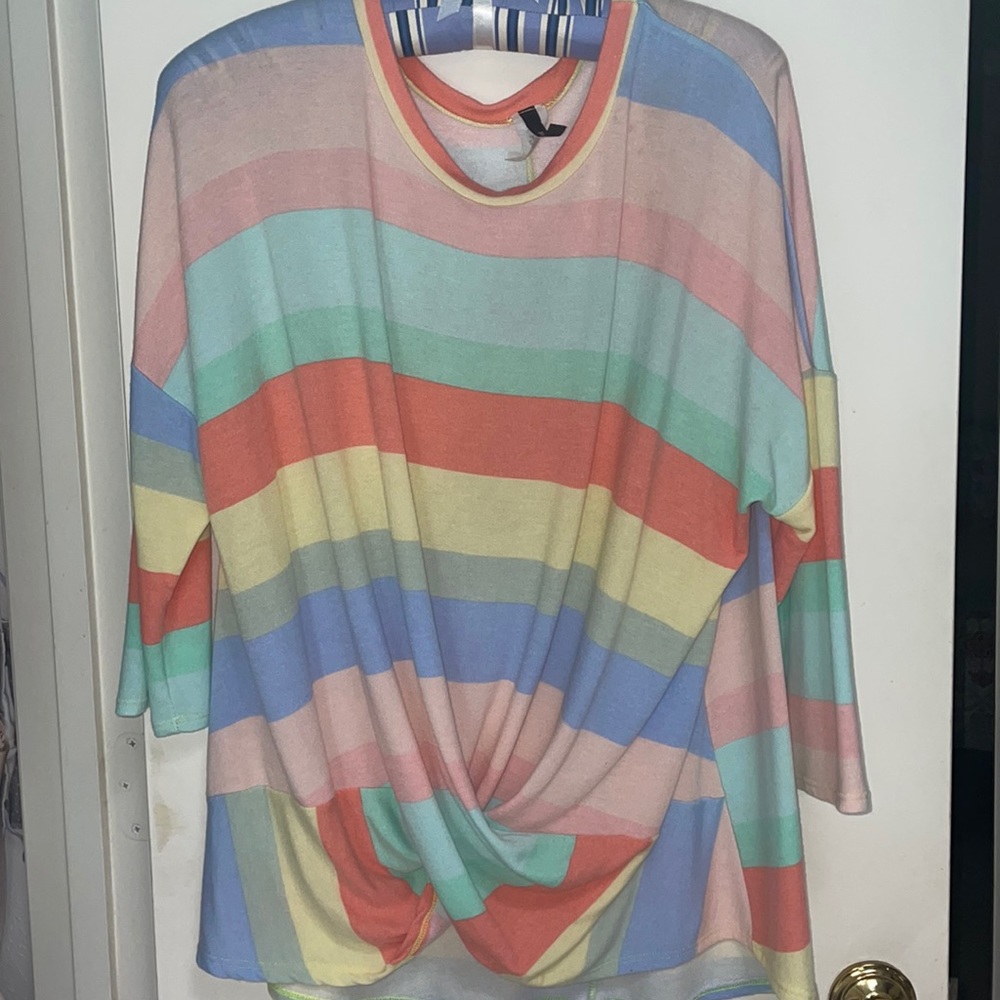 Perfect Spring Top With Draped Front - 1X